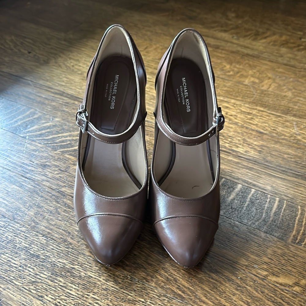 Michel Kors Collection Mauve Brown Mary Jane Violetta Runway Heels 37 IT
